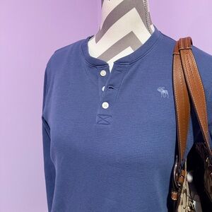 Blue Long Sleeve Henley Shirt